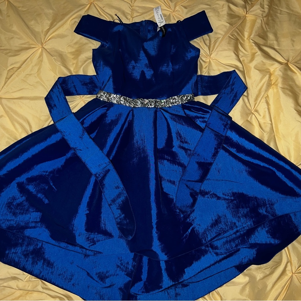 Elegant Blue Kids Dress with Silver Accents